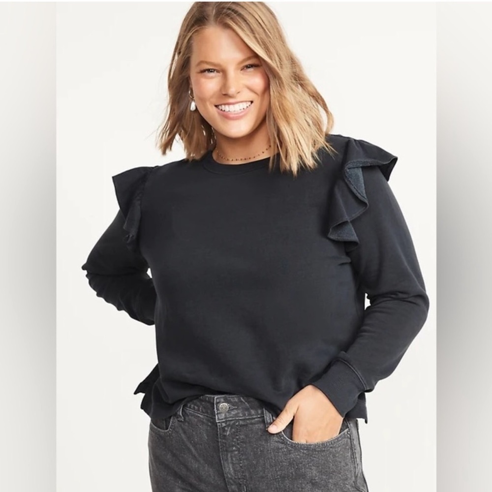 NWT! Old Navy Ruffle Trim French-Terry Cropped Sweatshirt - Size XL 🔥